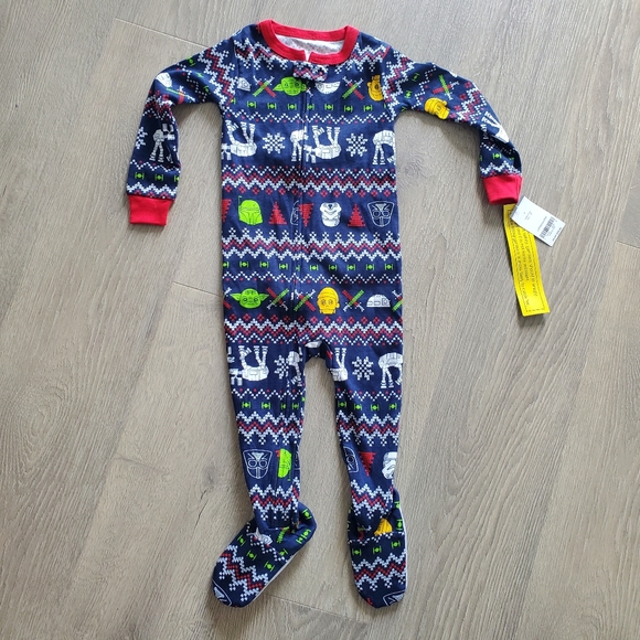 StarWars Footed Zip Up Pajamas by Carters NWT 100% Cotton - Picture 3 of 5